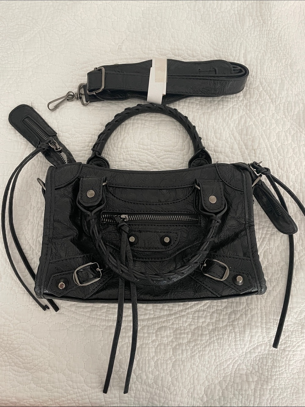 Black and silver city biker bag